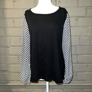 Ann Taylor  Long Sleeve Polka Dotted Blouse